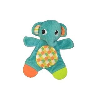 Bright Starts Teal Elephant Lovey Teether Crinkle Baby Toy‎ Security Blanket 9"